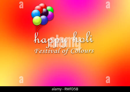 Happy Holi greeting  background concept on colorful background. Stock Photo