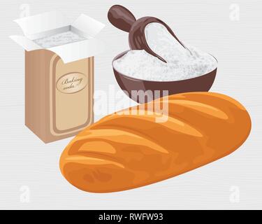 Baking soda in a paper bag  vector illustration Stock Vector