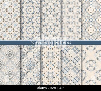 Seamless pattern in Arabic style. Ornaments of arabesques and ornate lines. Persian motifs for printing on fabric, paper or scrapbooking. Stock Vector