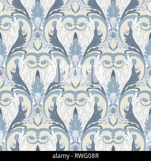Symmetric seamless pattern. Decorative background in Baroque style. The rich decor of the shapes and lines for design of cloth or paper. Vector illust Stock Vector