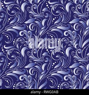 Symmetric seamless pattern. Decorative background in Baroque style. The rich decor of the shapes and lines for design of cloth or paper. Vector illust Stock Vector