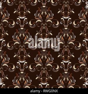 Symmetric seamless pattern. Decorative background in Baroque style. The rich decor of the shapes and lines for design of cloth or paper. Vector illust Stock Vector