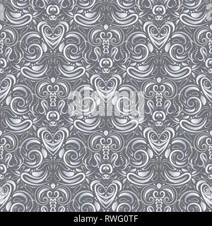 Symmetric seamless pattern. Decorative background in Baroque style. The rich decor of the shapes and lines for design of cloth or paper. Vector illust Stock Vector