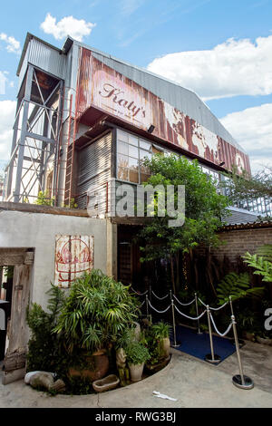 Johannesburg, South Africa, 18th January - 2019: Exterior view of warehouse converted into entertainment venue. Stock Photo