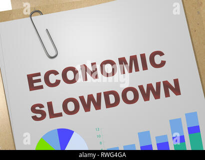 3D illustration of ECONOMIC SLOWDOWN title on business document Stock Photo