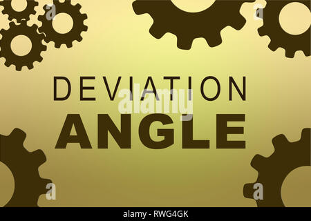 DEVIATION ANGLE sign concept illustration with green gear wheel figures on yellow background Stock Photo