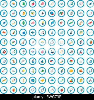 100 crew icons set, isometric 3d style Stock Vector