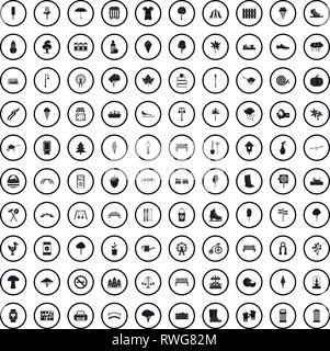 100 park icons set in simple style Stock Vector