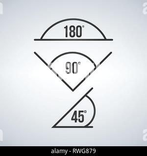 angle icon set, 180, 90, 45 Vector illustration isolated on modern background Stock Vector