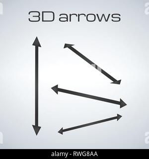 Simple arrows in different directions for 3d presentation vector set. Infographic elements Stock Vector