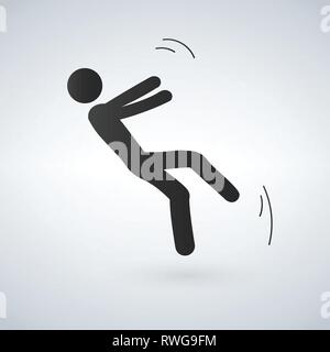 Falling person silhouette pictogram. Caution sign. Isolated on white ...