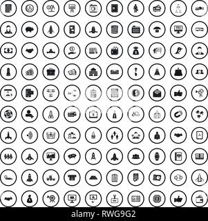 100 partnership startup icons set, simple style  Stock Vector