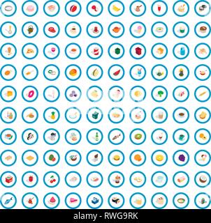 100 culinary icons set, isometric 3d style Stock Vector