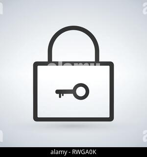 Linear lock with key flat vector icon isolated on modern background Stock Vector