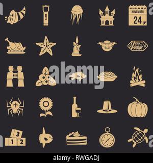 Autumn walk icons set, simple style Stock Vector