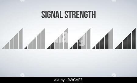 mobile phone Signal strength indicator template. Wi-fi, wireless connection, antenna signal strength, vector illustration isolated on modern backgroun Stock Vector