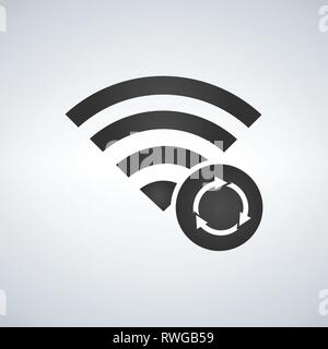 Wifi connection signal icon with refresh or circle arrows in the circle. vector illustration isolated on modern background Stock Vector