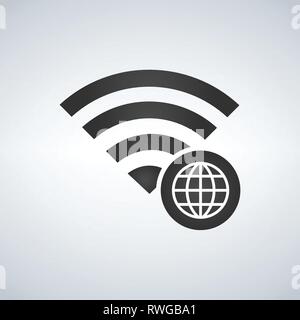 Wifi connection signal icon with globe icon in the circle. vector illustration isolated on modern background Stock Vector