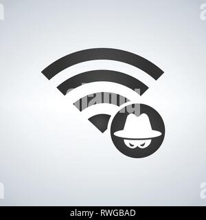 Wifi connection signal icon with hacker attack icon in the circle. vector illustration isolated on modern background Stock Vector