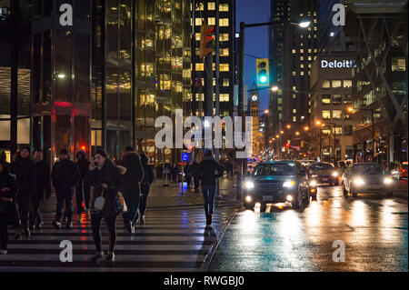 Toronto Bay Street at night Stock Photo