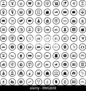 100 payment icons set in simple style Stock Vector