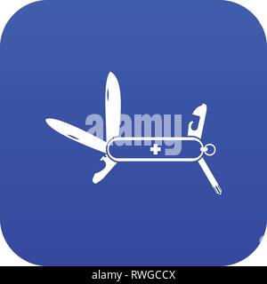 Swiss multipurpose knife icon digital blue Stock Vector