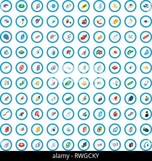 100 cyber security icons set, isometric 3d style Stock Vector