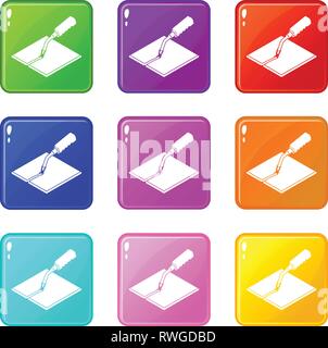 Welding torch icons set 9 color collection Stock Vector