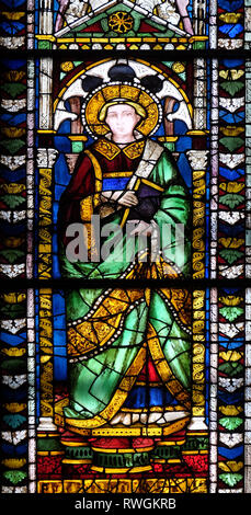 Stained glass window in the Cattedrale di Santa Maria del Fiore (Cathedral of Saint Mary of the Flower), Florence, Italy Stock Photo