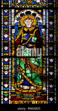 Stained glass window in the Cattedrale di Santa Maria del Fiore (Cathedral of Saint Mary of the Flower), Florence, Italy Stock Photo