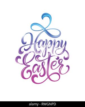Happy Easter colorful paint lettering. Vector illustration Stock Vector