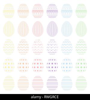 White Easter eggs with pastel decoration. High quality vector od easter eggs. Stock Vector