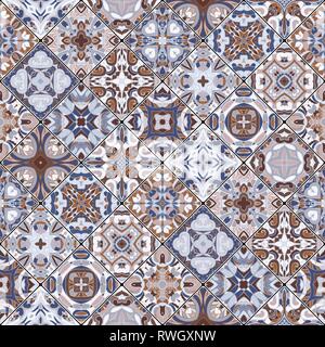 Set of seamless abstract patterns. Colorful tiles background in oriental style. Vector illustration. Stock Vector