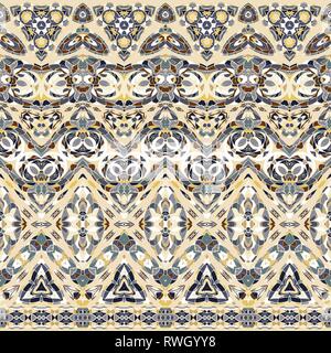 Seamless ethnic patterns for border. Repeated oriental motif for fabric or paper design. Stock Vector