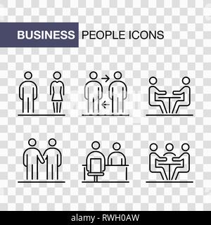 Business people icons set simple line flat illustration isolated. Stock Vector