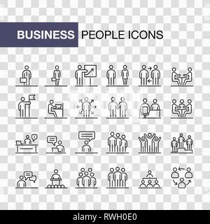 Business people icons set simple line flat illustration isolated. Stock Vector