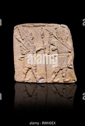 Aslantepe Hittite relief sculpted orthostat stone panel. Limestone, Aslantepe, Malatya, 1200-700 B.C. Anatolian Civilizations Museum, Ankara, Turkey.  Stock Photo