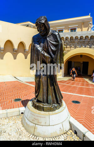 Monument of Francois Grimaldi Malizia 1297-1997, Fontvielle, Monte-Carlo, Monaco, Cote d'Azur, French Riviera. Stock Photo