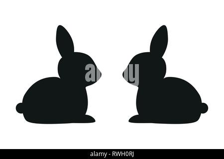 two bunnies silhouette isolated on white background vector illustration EPS10 Stock Vector