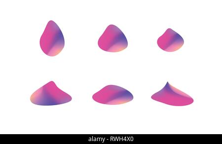 Set of abstract modern graphic elements. Gradient bright shapes in the form of water droplets. Modern abstract colorful vector fluid collection Stock Vector