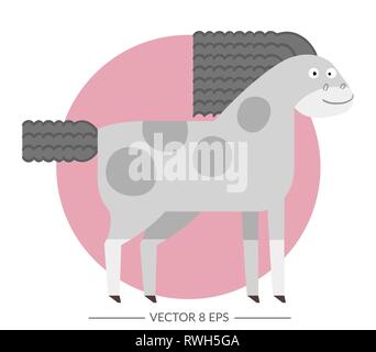 Cute vector horse in flat style. Crazy horse for your design, fabric, textile, wallpaper, greeting and motivate postcards and posters and other. Stock Vector