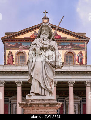 Rome, outside facade of the Papal Basilica of St. Paul outside the Walls Stock Photo