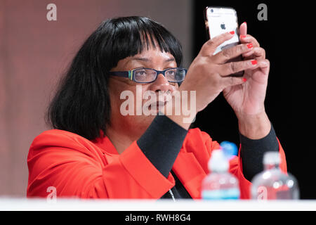 Diane Abbott addressing the Labour Party Women's Conference in Telford, UK Stock Photo