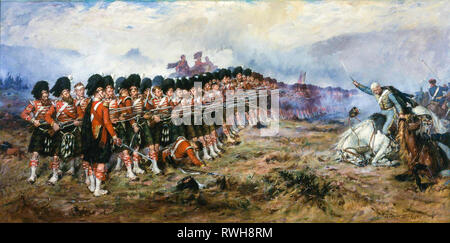 The Thin Red Line, Battle of Balaclava, painting by Robert Gibb, 1881 Stock Photo