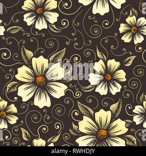Beautiful vintage Floral pattern. Seamless botanical background. Vector illustration. Stock Vector