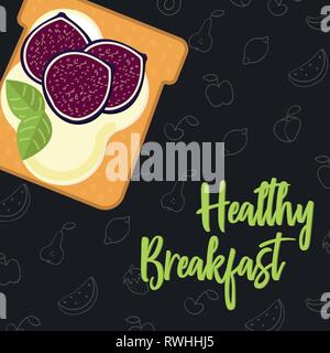 Menu concept for restaurant and cafe. Breakfast menu template. Healthy breakfast menu template. Flat style sandwich. Vector Illustration with hand dra Stock Vector