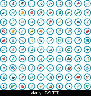 100 deal icons set, isometric 3d style Stock Vector