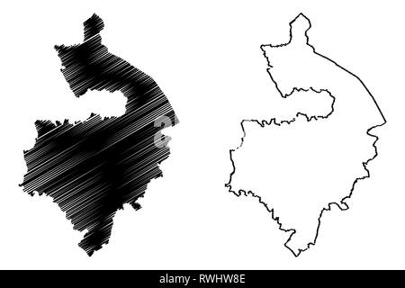 Warwickshire (United Kingdom, England, Non-metropolitan county, shire county) map vector illustration, scribble sketch Warks. map Stock Vector