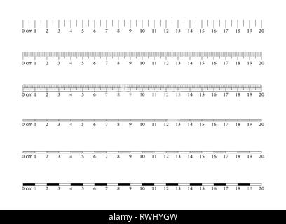 Metric Imperial Rulers. Centimeter. Measuring tool. Ruler Graduation. Size indicator units. Vector. Stock Vector