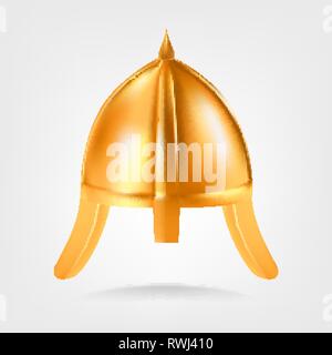 Gold Helmet Vector. Golden King Royal Helmet. Monarchy Power. Isolated Realistic Illustration Stock Vector